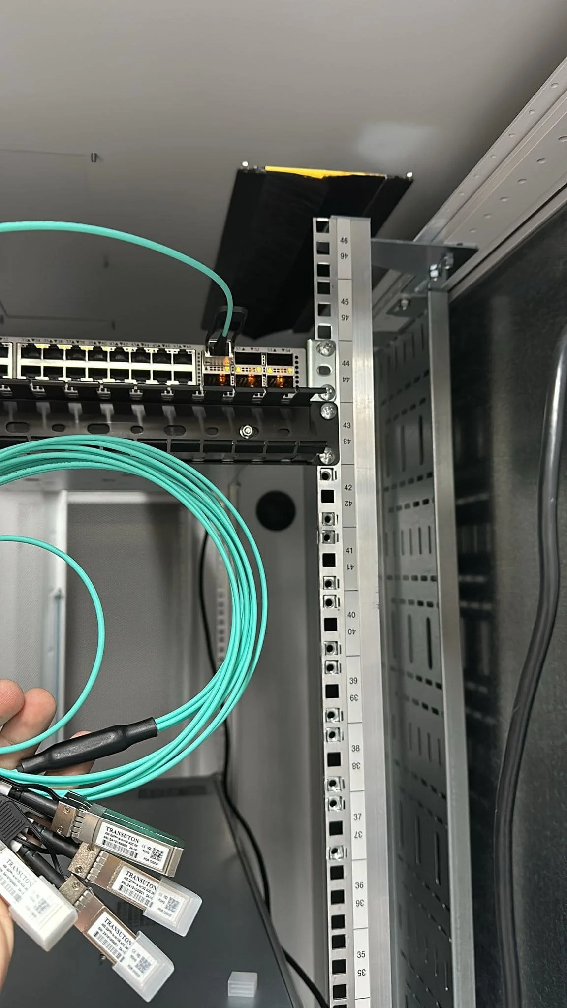 Close up of cables being packed up