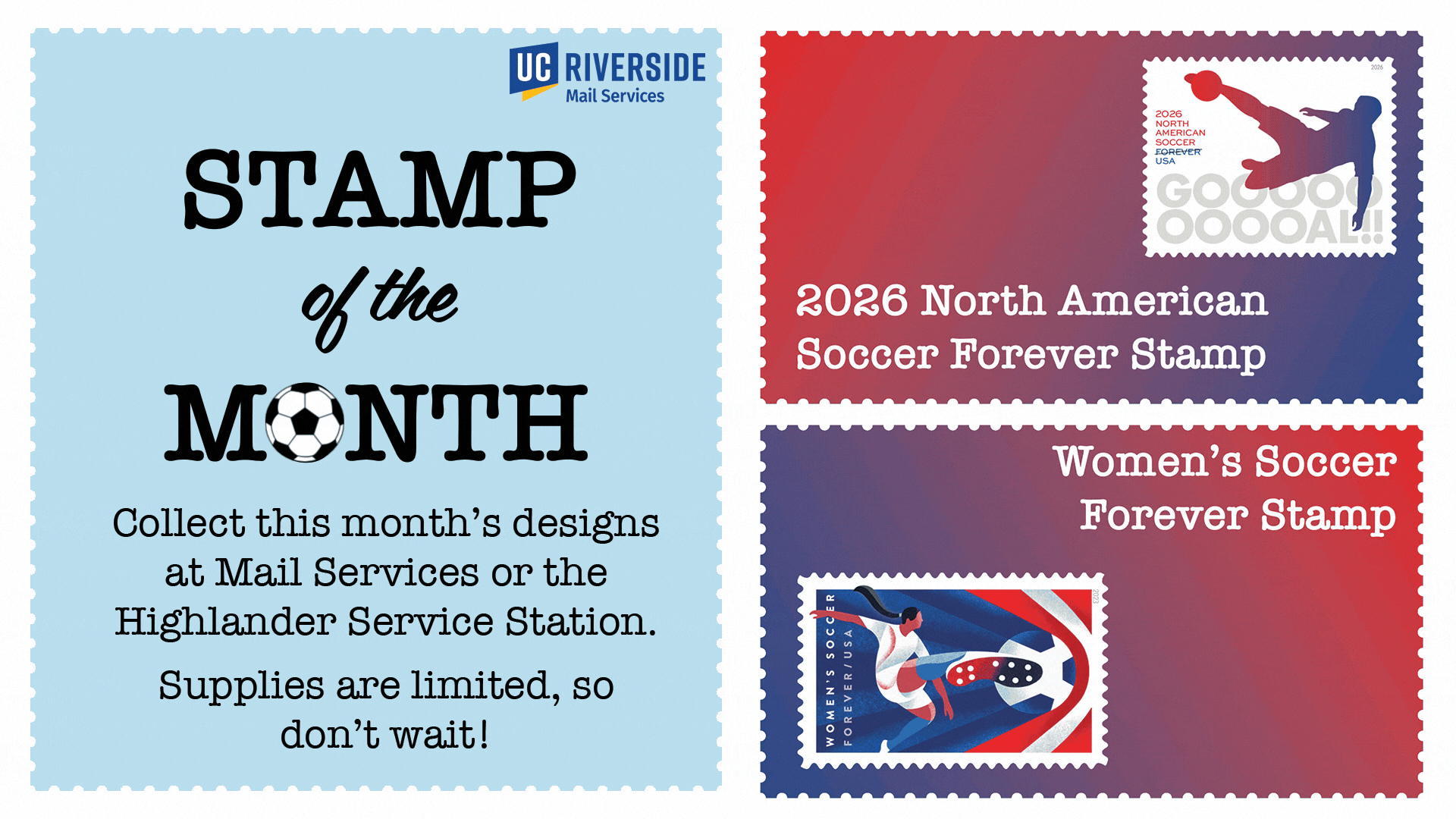 The Stamp of the Month R'Talk screen for June 2026 with soccer-themed stamps in honor of the World Cup.