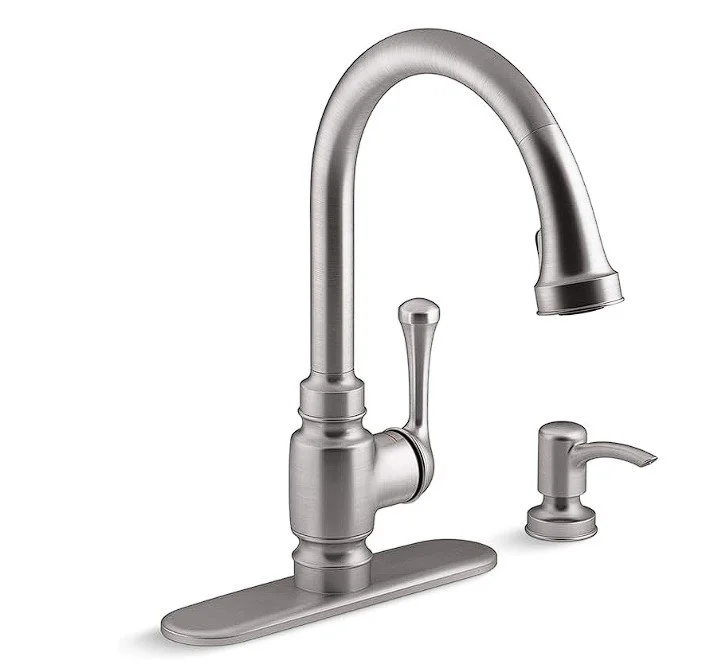 Carmichael-  Grifo de cocina de 4 orificios con caño extraíble de 15-1/2" - KOHLER