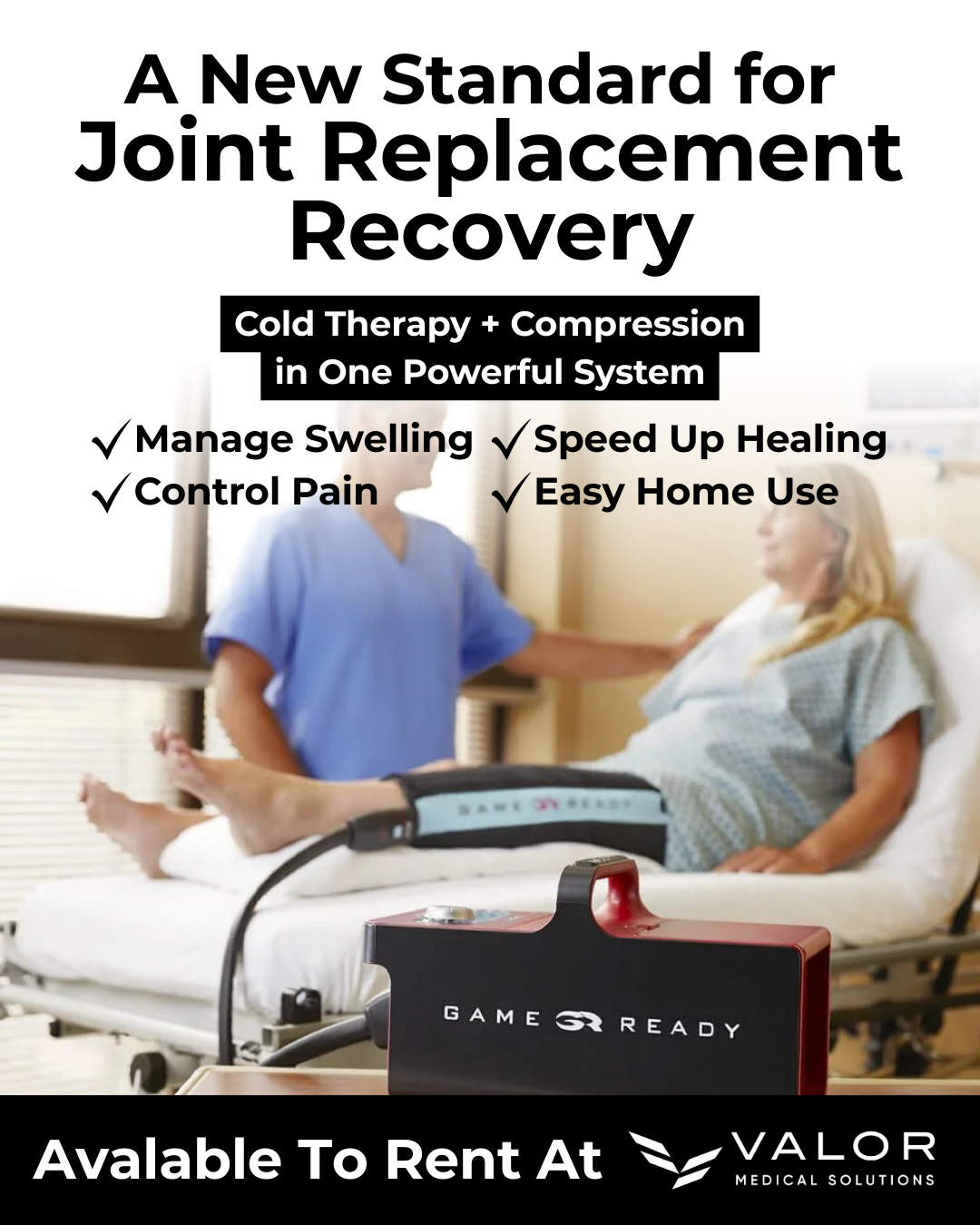 Valor game ready joint replacement recovery cold therapy