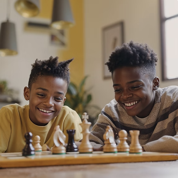 Two children playing chess