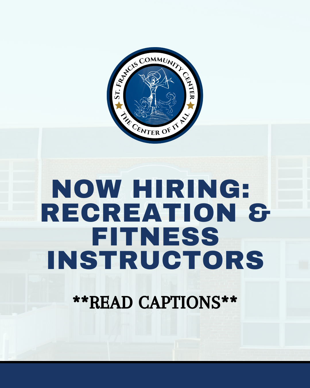 NOW HIRING:RECREATION &amp; FITNESS INSTRUCTORS
