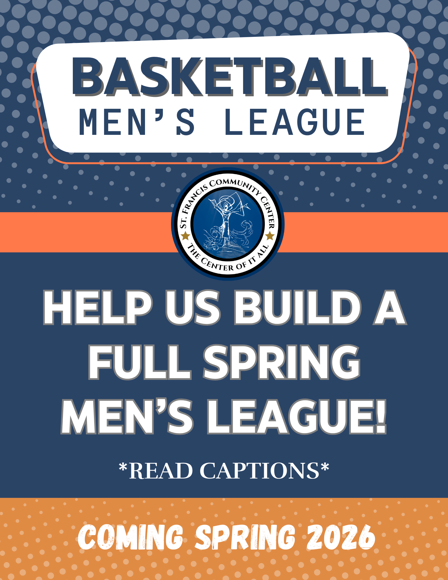 Help us build a full Spring men’s league 