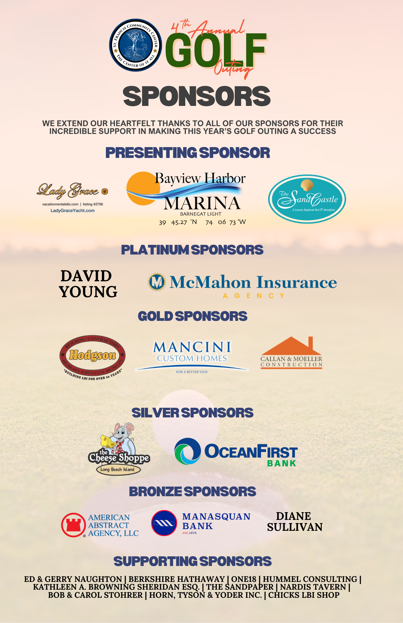 Thank You to Our Golf Outing Sponsors