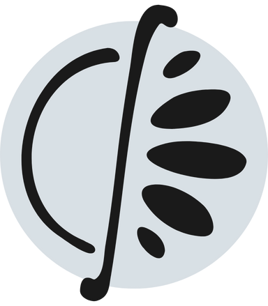 Stylized graphic of a split pea with a half-opened seed inside