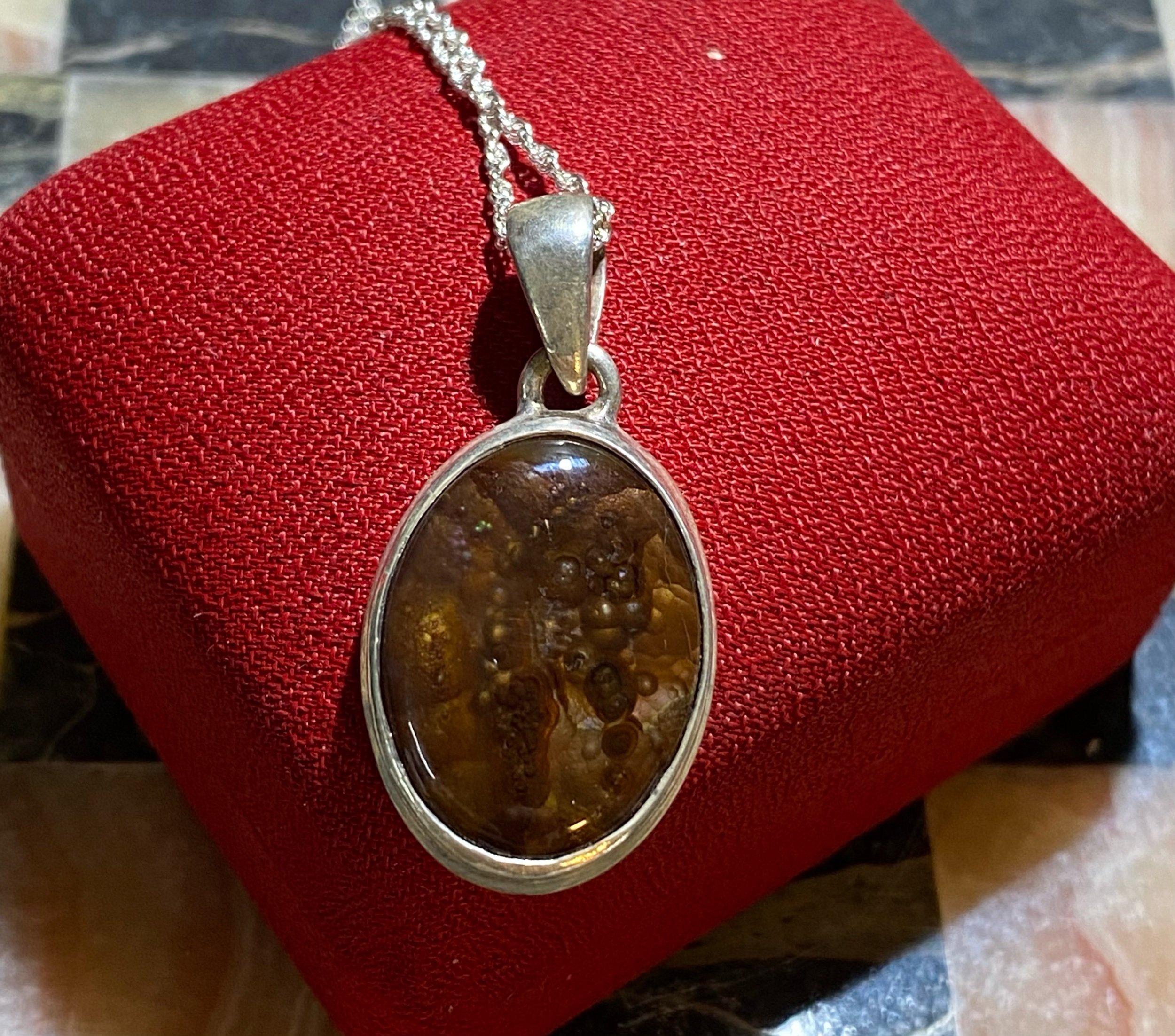 Fire Agate Silver Pendant