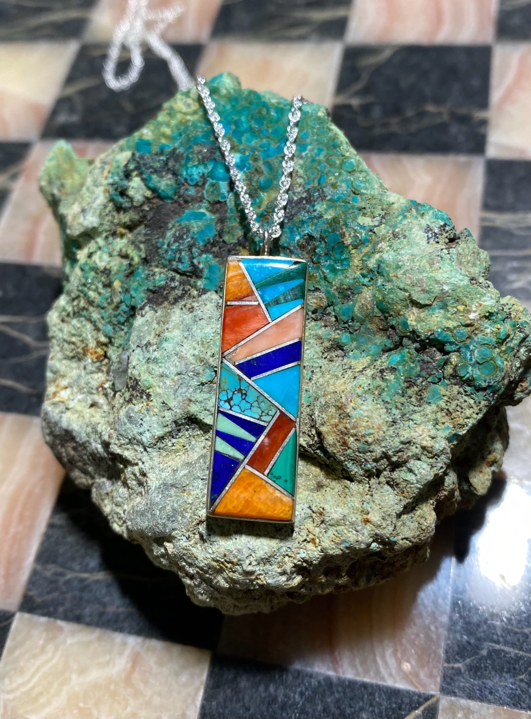 Fantastic Inlaid Intarsia Pendant