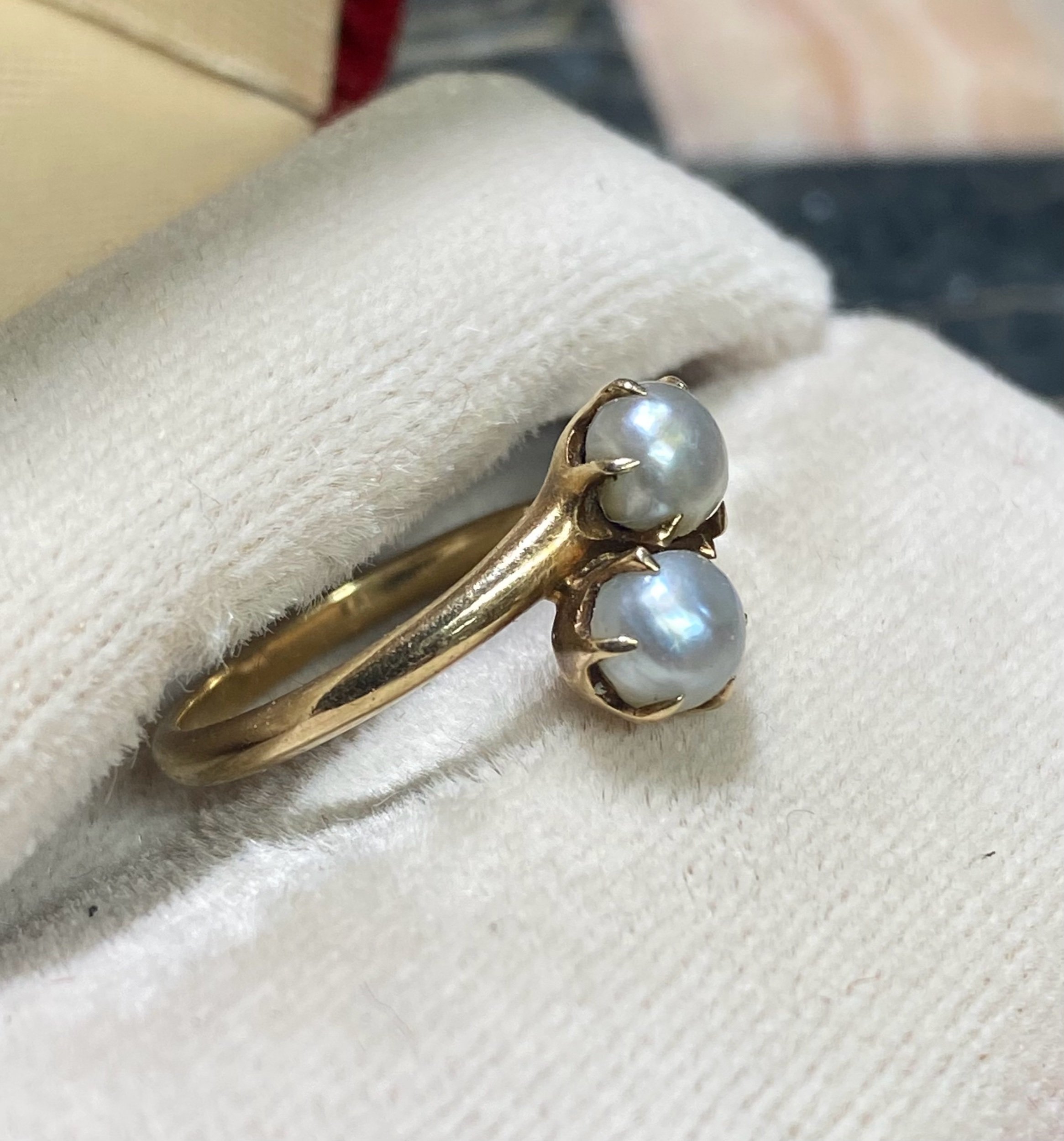 Antique Bypass Gold Native Pearl Ring