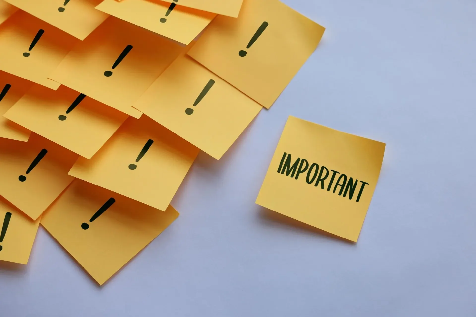 Sticky notes reading "Important"
