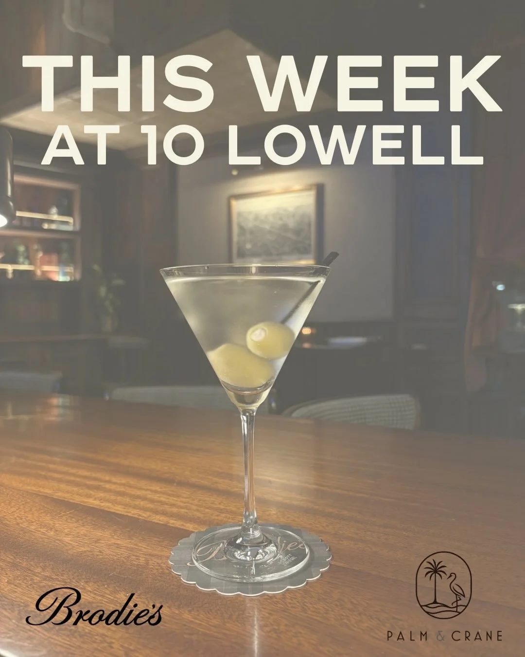 We have so much planned for you this holiday week! Come stay awhile and enjoy everything we have in store &mdash; from festive cocktails and cozy bites at Brodie&rsquo;s to late-night vibes upstairs at Palm &amp; Crane.