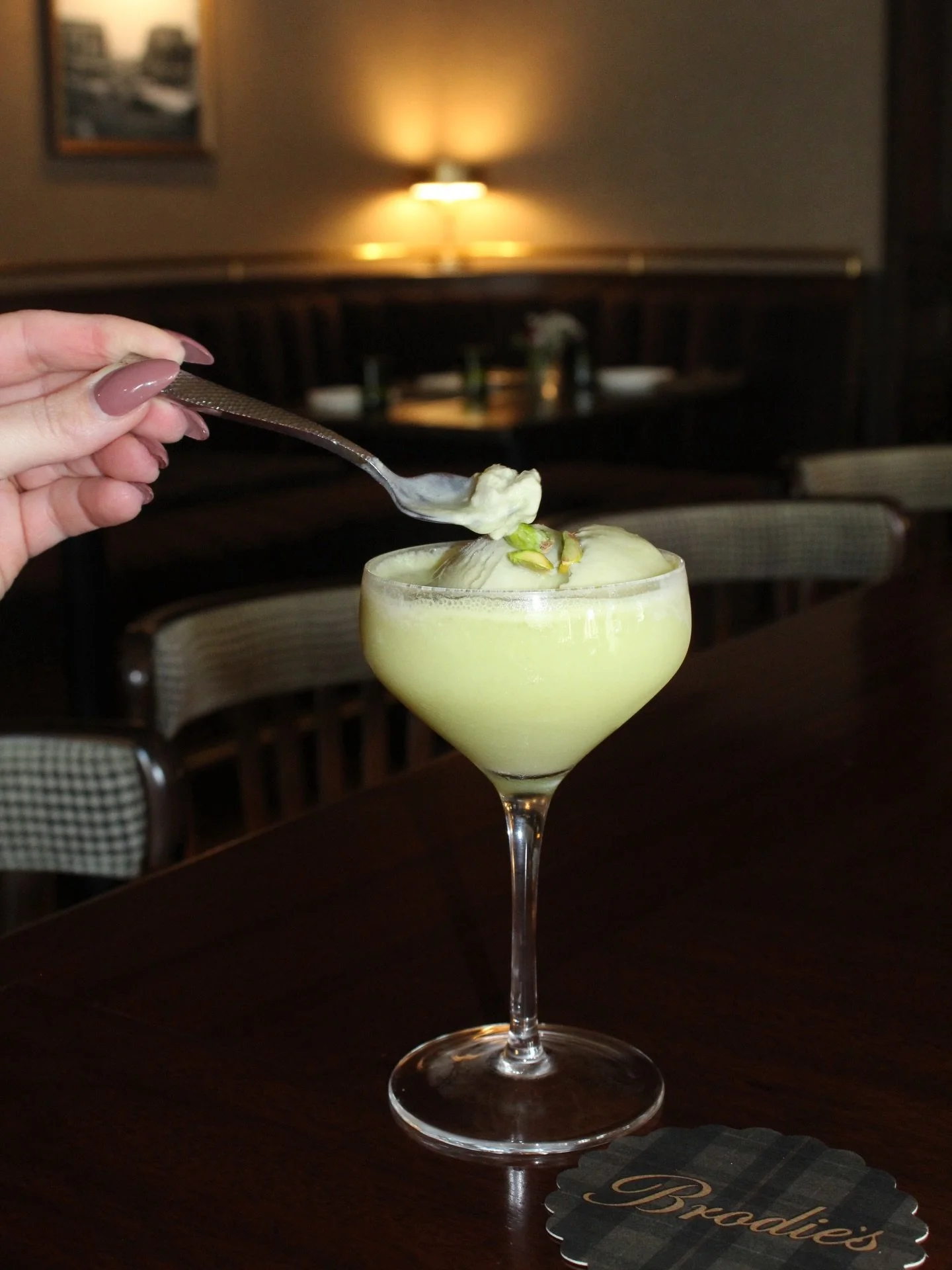 The perfect way to end your night? A dessert martini 

Creamy, indulgent, and topped with pistachio gelato&mdash;this Pistachio Martini is your new go-to nightcap. Now available on our cocktail menu.