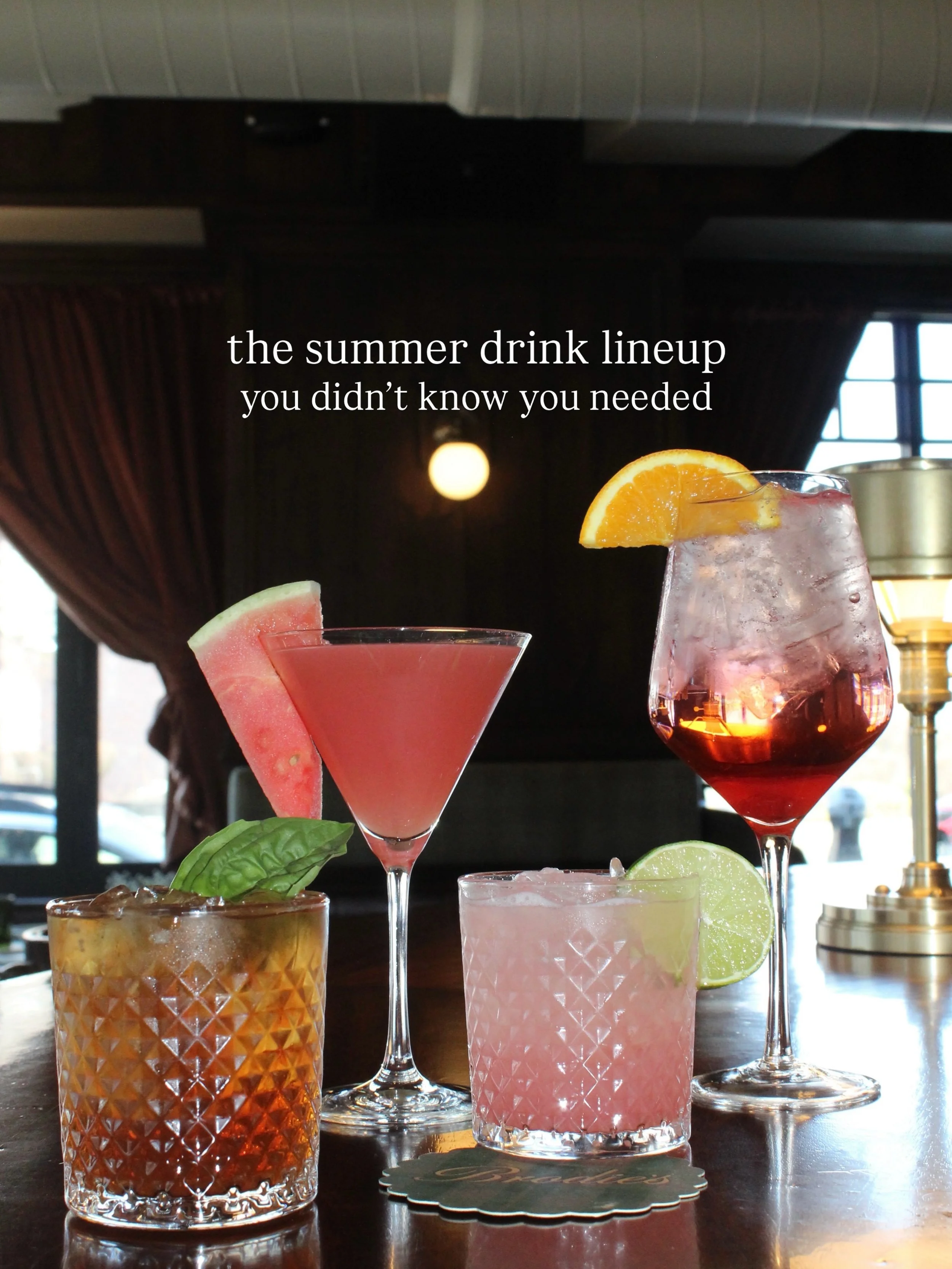 The flavors of the season, right at your fingertips.

Our summer cocktail program is made for warm weather, catching up with friends, and one more round. Join us for a drink and taste the season we&rsquo;ve been waiting for.