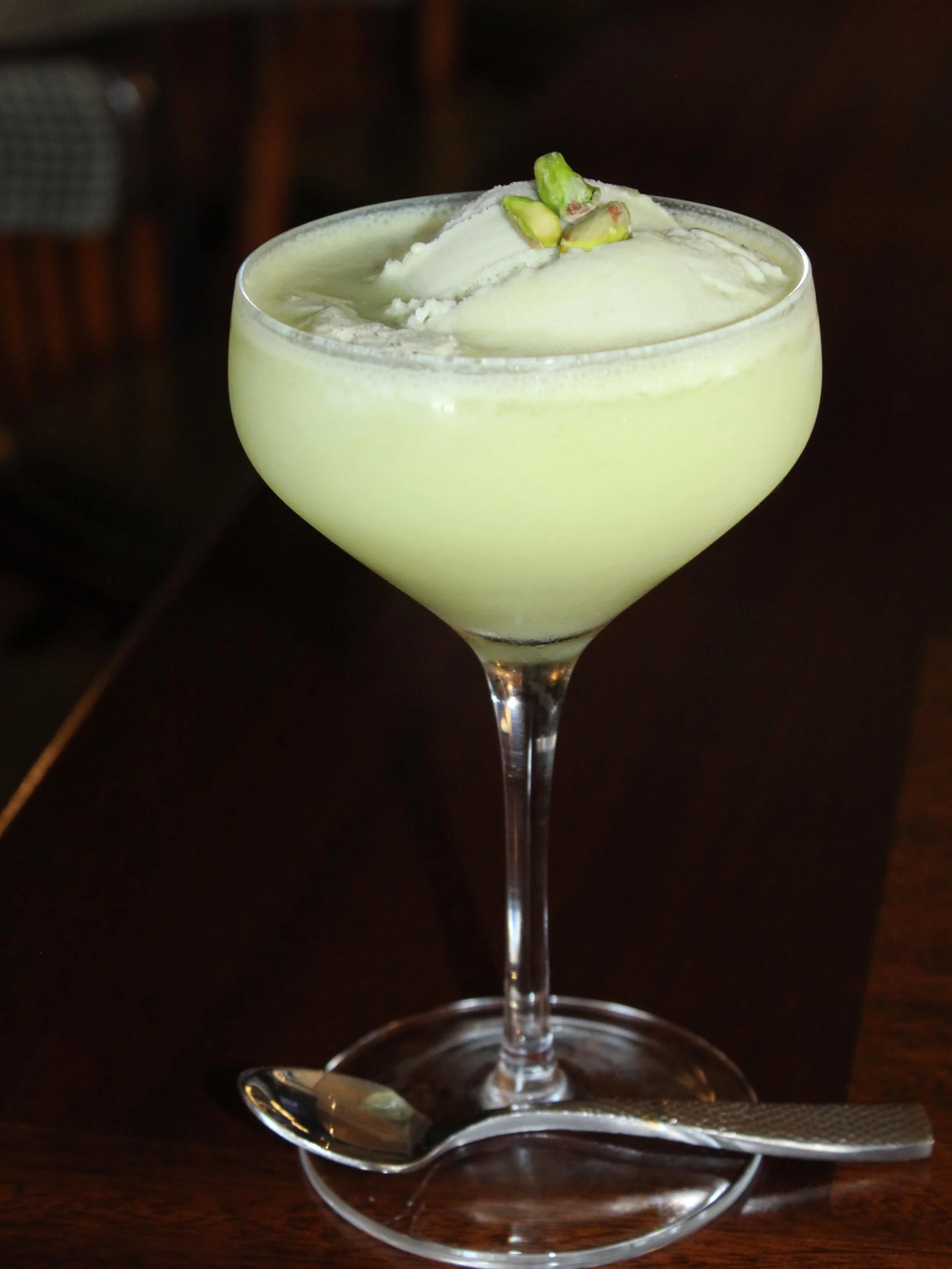 Make sure you save room for dessert!
The Pistachio Dessert Martini is topped with creamy pistachio gelato and is the perfect sweet finish to your night.