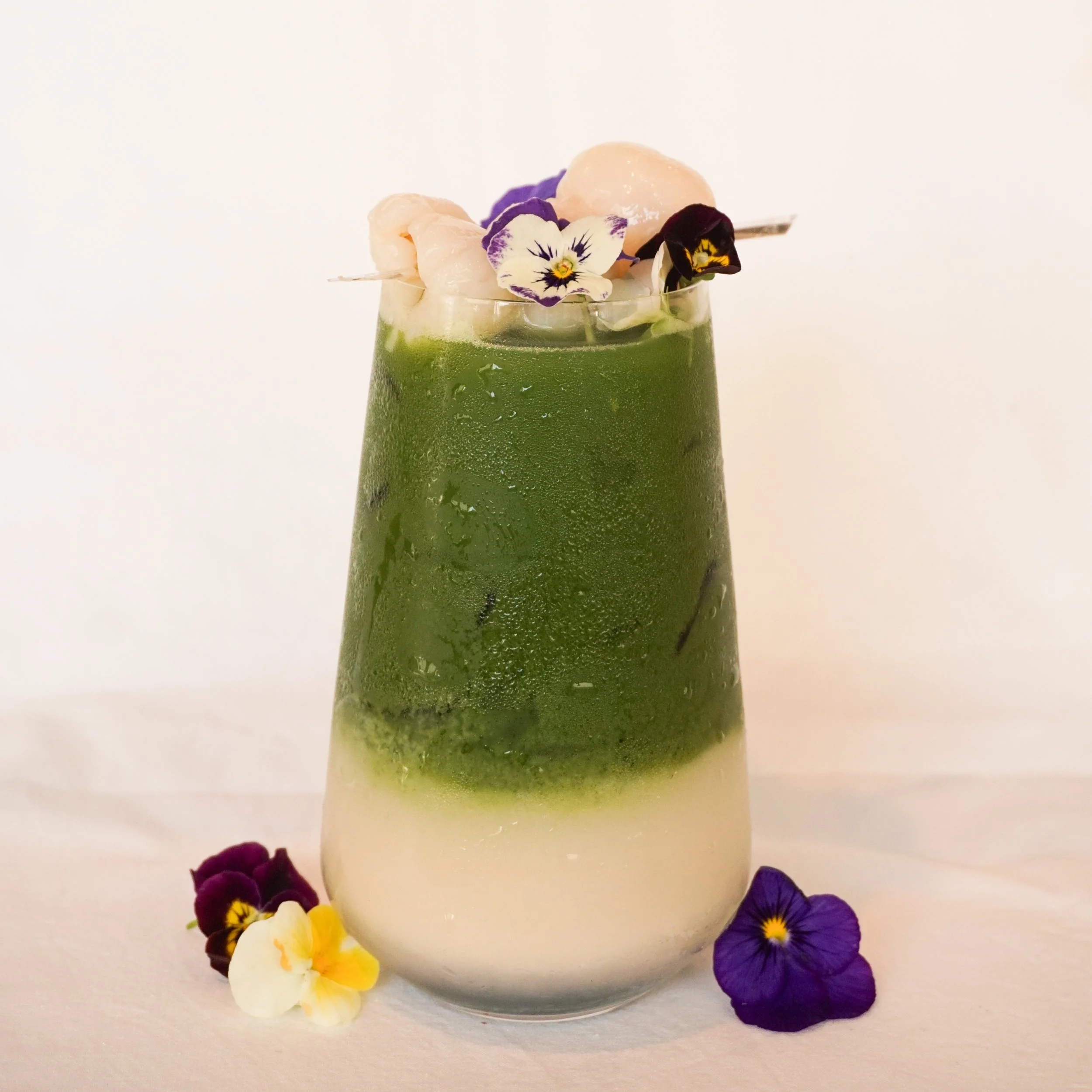 Iced Butterfly Pea Lychee Matcha Tea