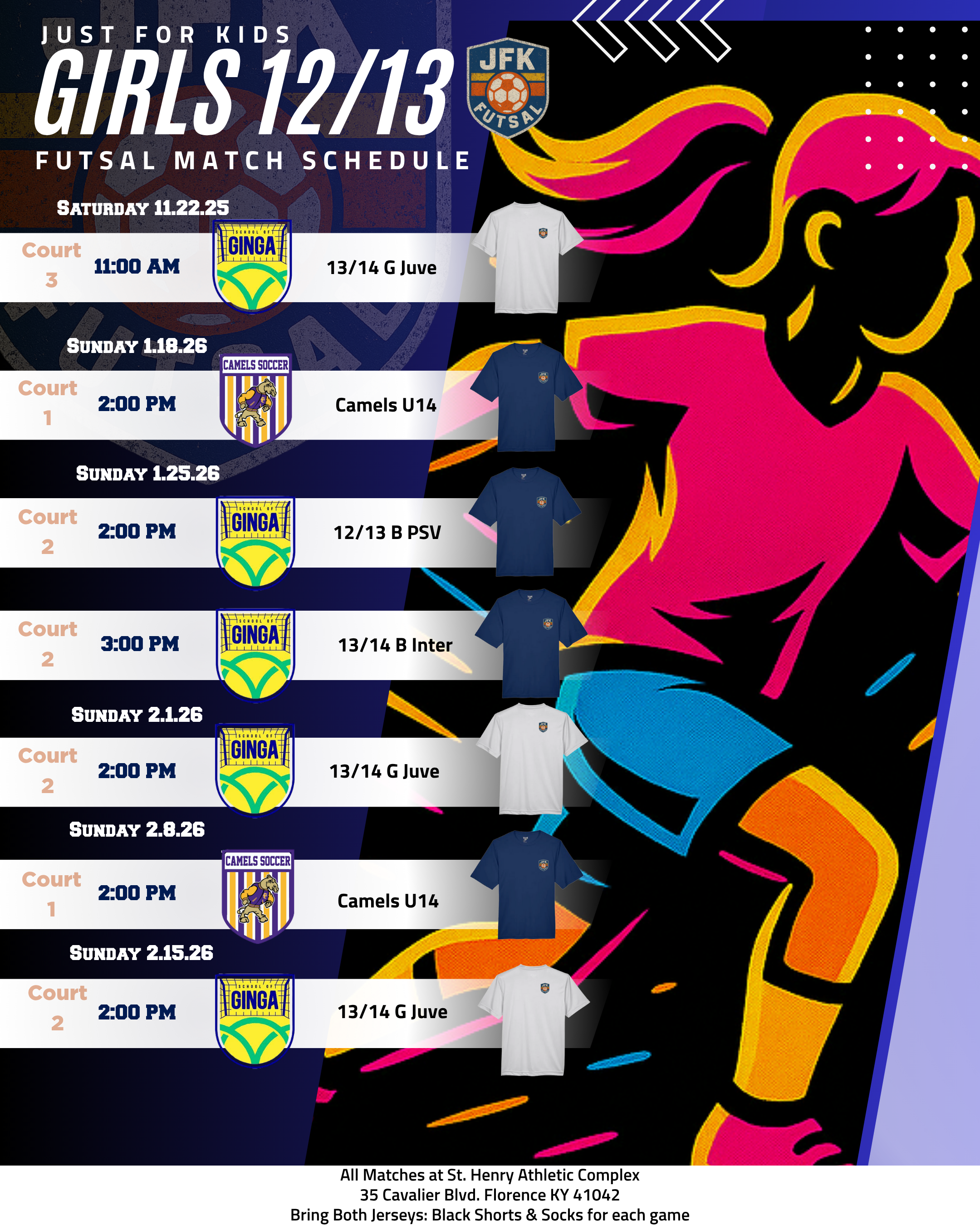 2025/26 Girls Futsal Schedule