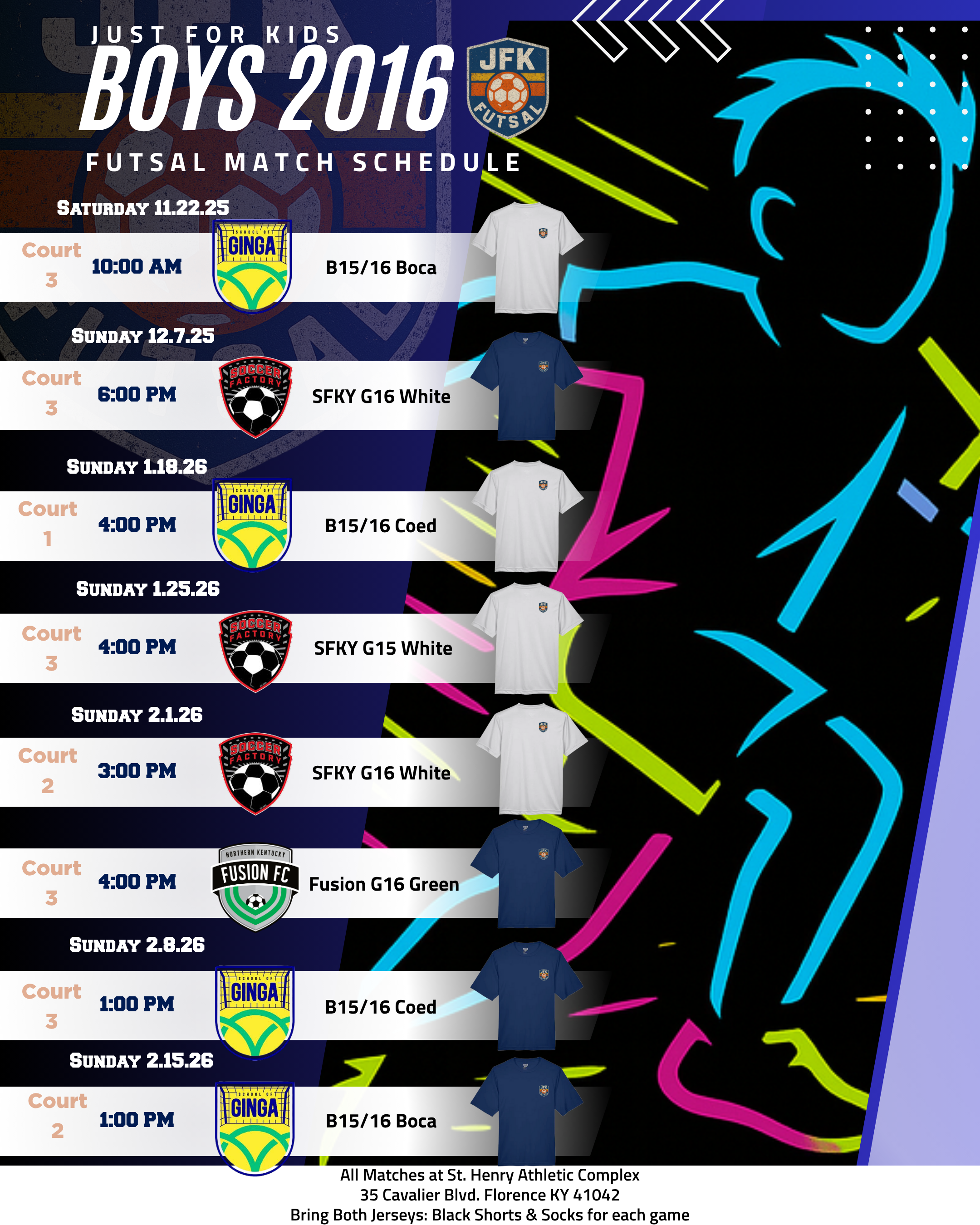 2025/26 Boys Futsal Schedule