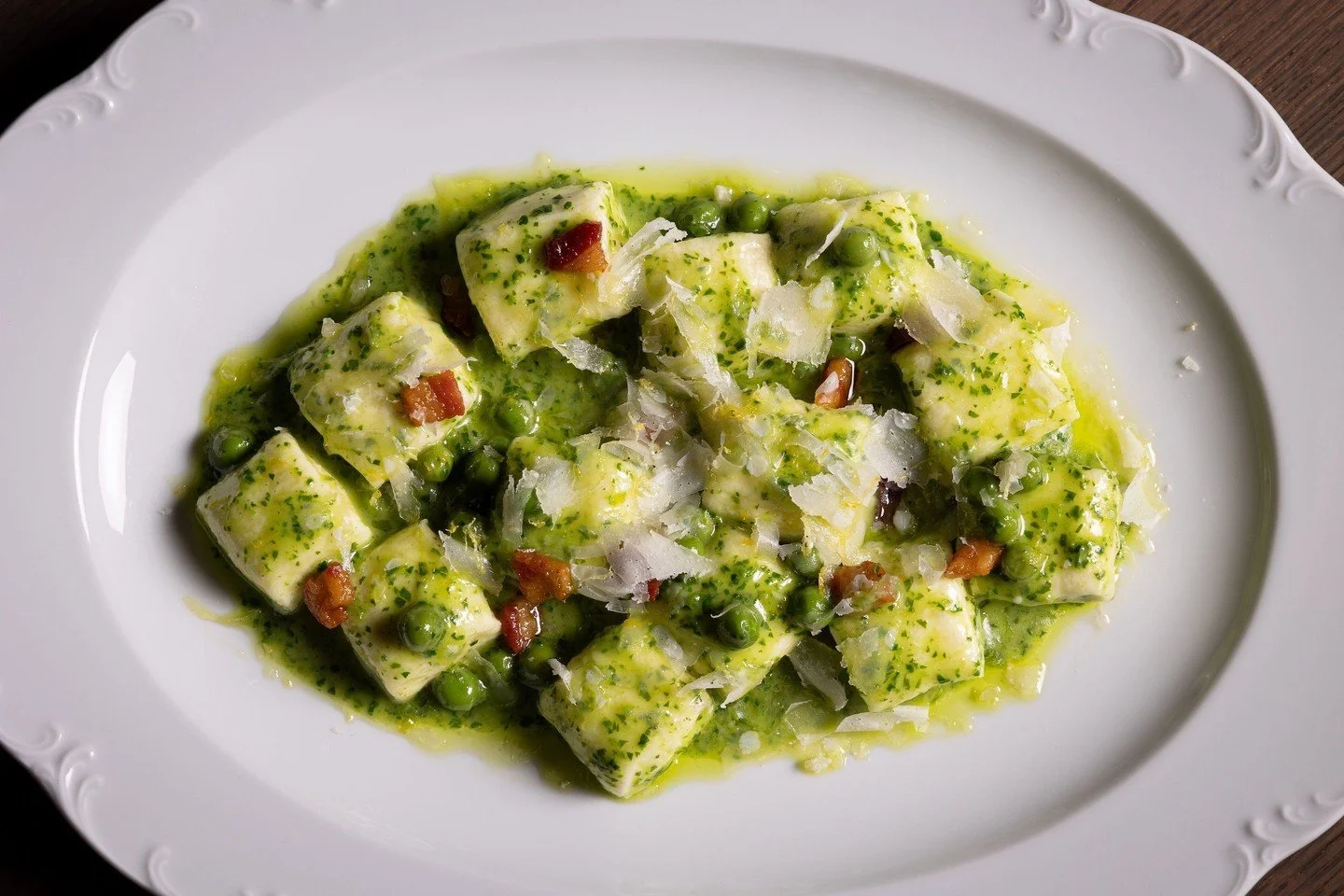 The pasta of your daydreams. Our pillows of housemade Ricotta Gnocchi are paired with rich flavors of pesto and pancetta.