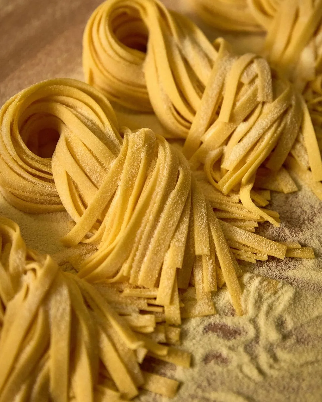 In the pasta room preparing tagliatelle for this evening.