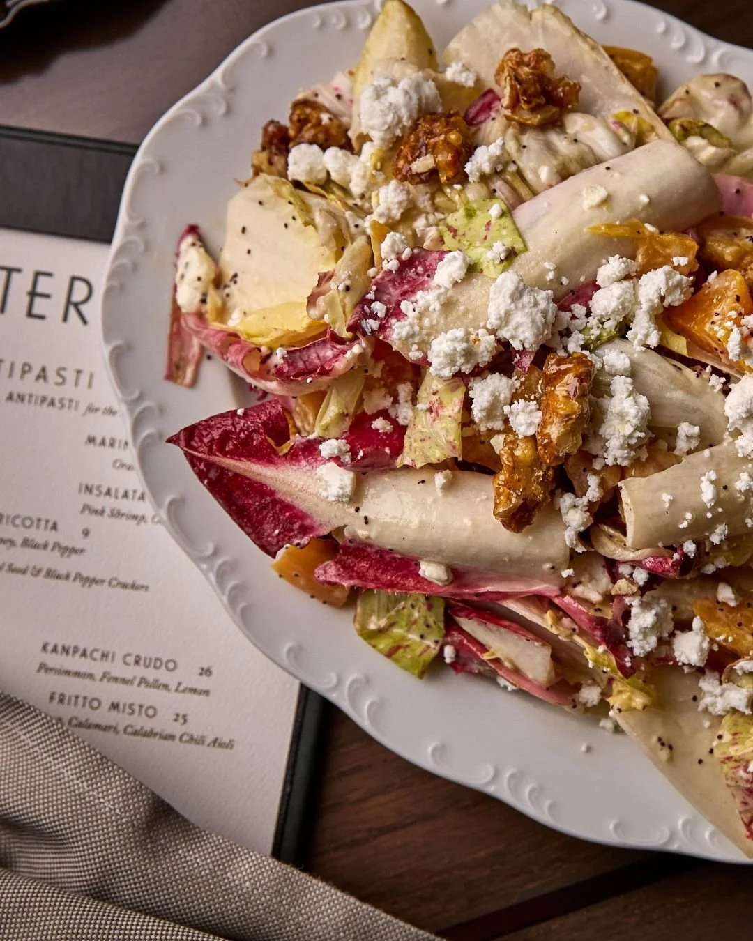From our Daily Salumi spread to our Endive &amp; Beets salad with lemon poppyseed vinaigrette, feta, walnuts, there's something for everyone around the table.