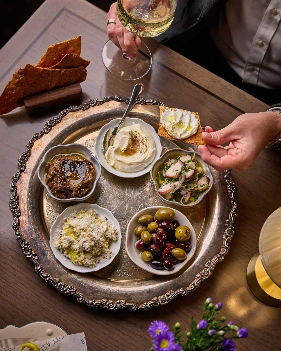 Whether you're dining at the table or our antipasti bar, our full Antipasti selection is a must. 

~ Charred Eggplant Spread
~ Marinated Olives
~ Whipped Ricotta
~ Artichoke Dip 
~ Insalata di Mare