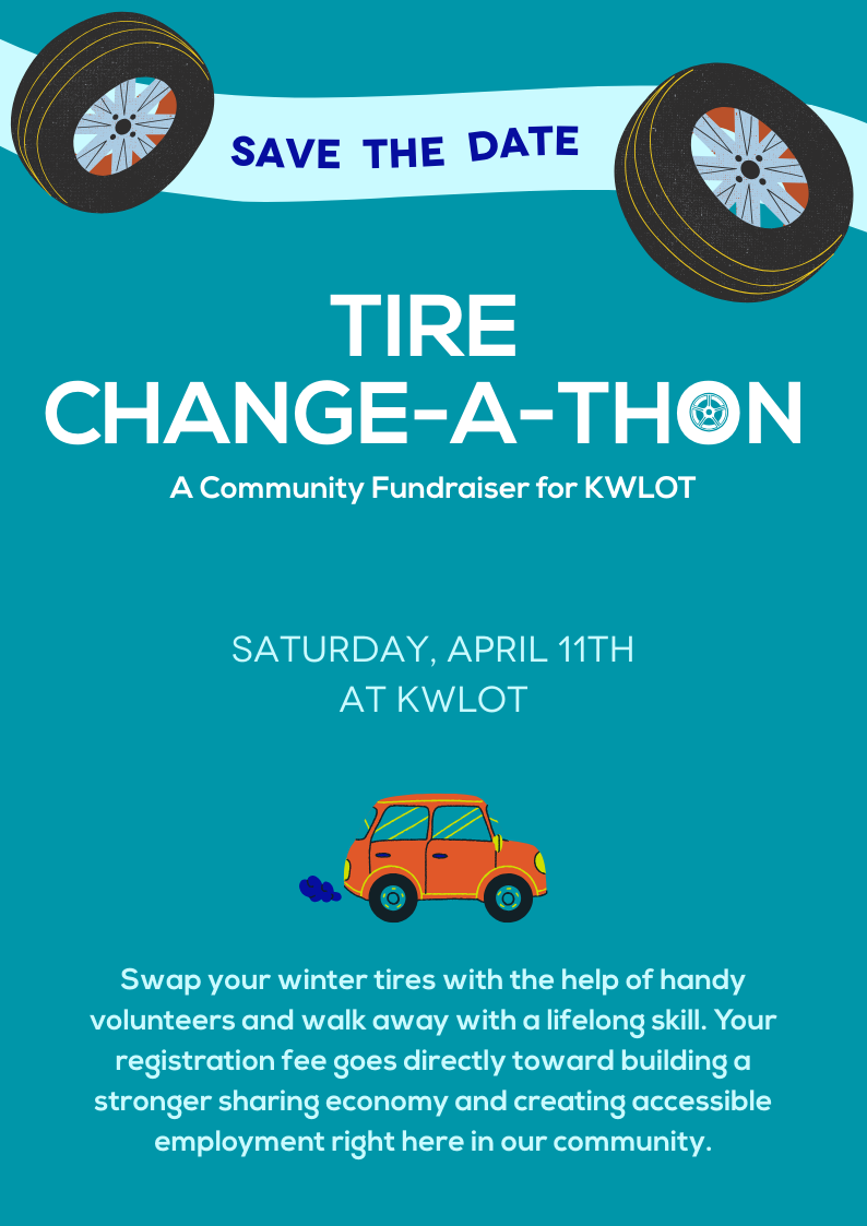Flyer for winter tire fundraising event called "Tire Change-A-Thon"