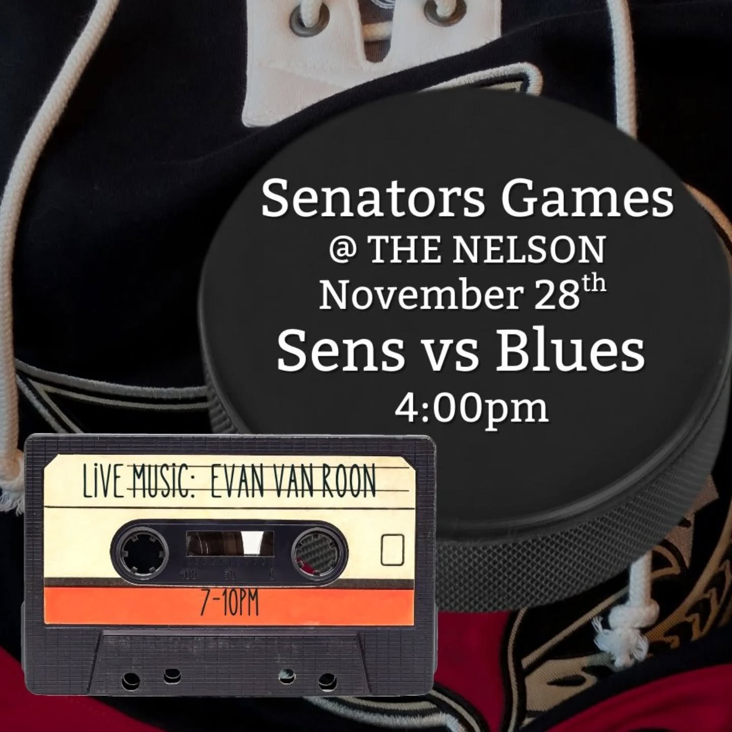 This Friday will be booked with music and sports at #thenelsonpubottawa - first we've got @evanvanroonmusic on the stage....but #sportsfans can catch #nhlsenators hockey in the Lounge or bar area!