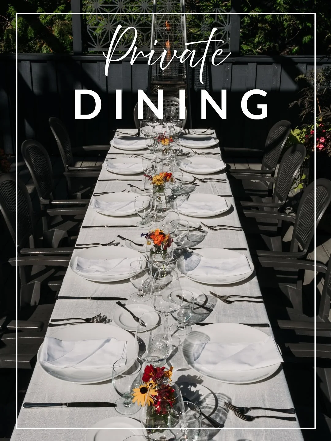 Planning an event for the next summer?
When weather permitting our patio is the perfect setting for your most special occasions.
Imagine your next celebration here&mdash;a wedding, a big birthday, or a corporate retreat&mdash;with the entire space de