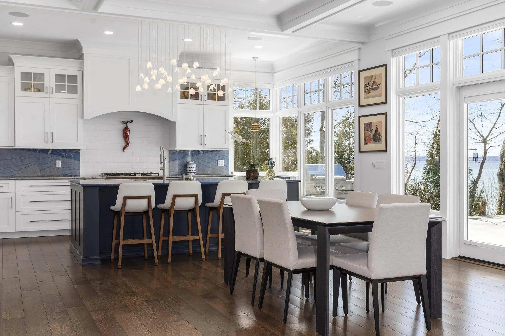 Craftmark Custom Home Harbor Springs new kitchen with Lake Michigan views