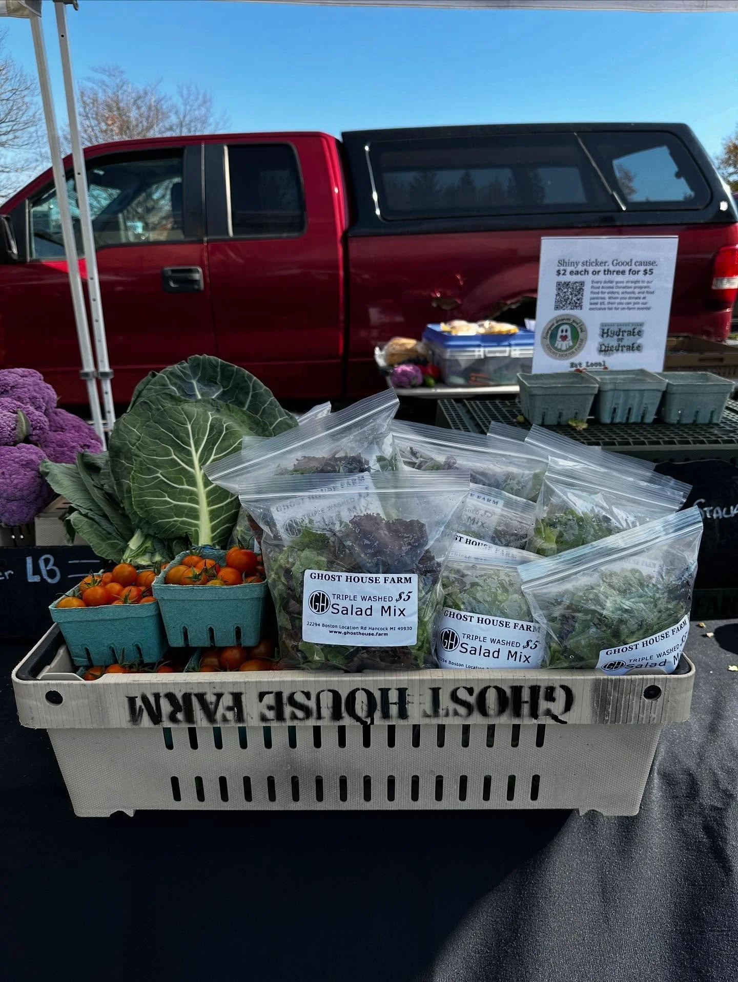Each week at the end of market, we gather produce to donate to the Calumet Free Fridge and MTU Husky FAN food pantry. We are so grateful for all the people who make these places happen 💚 Our goal this year was to donate 5% of what we grow. Last time