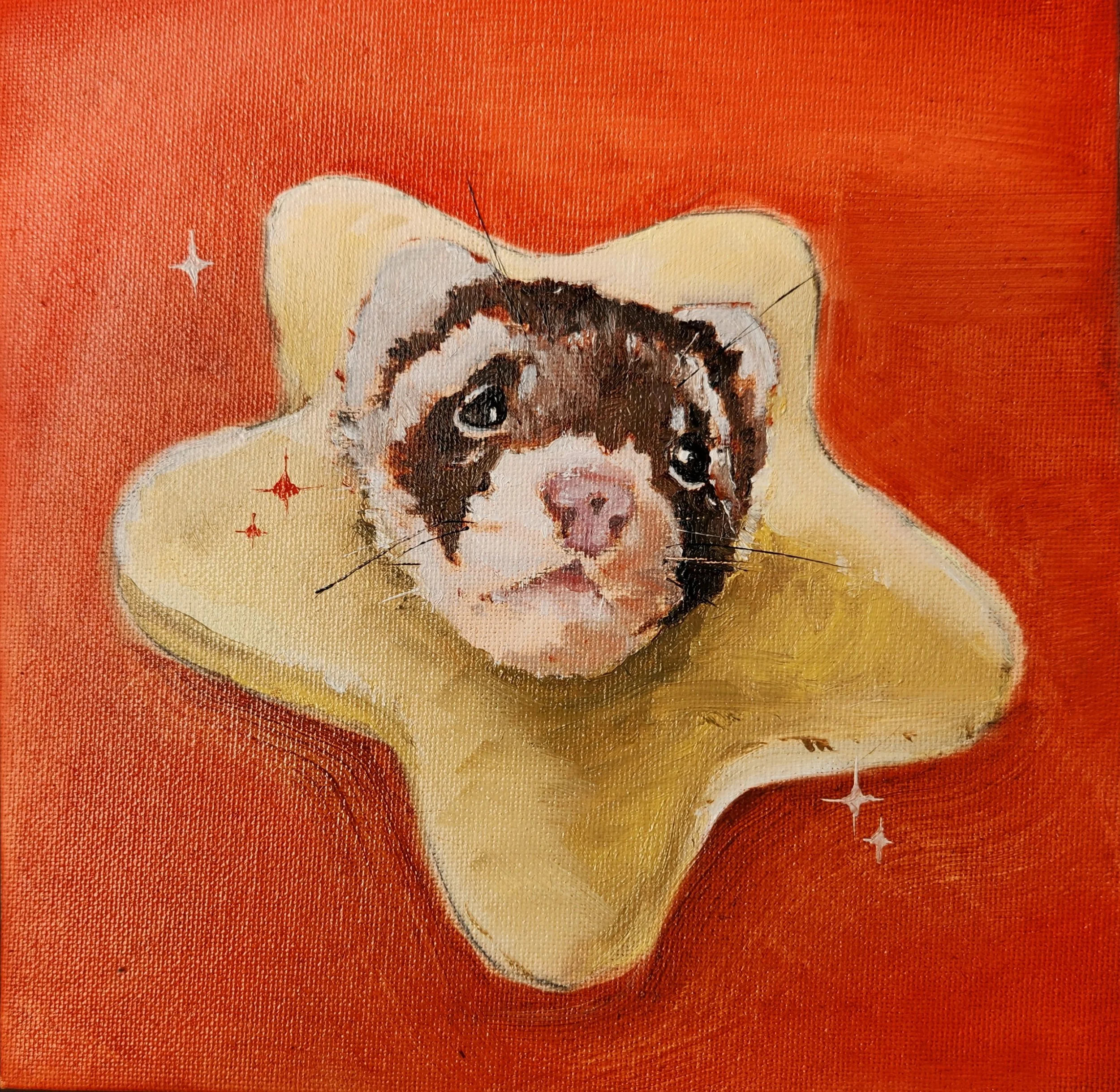 Head in the Stars (2024) Oil on canvas panel, 8 x 8 "