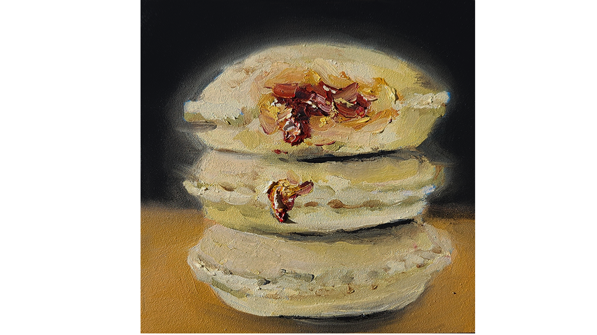 J (2024) Oil on wood panel, 5 x 5 "