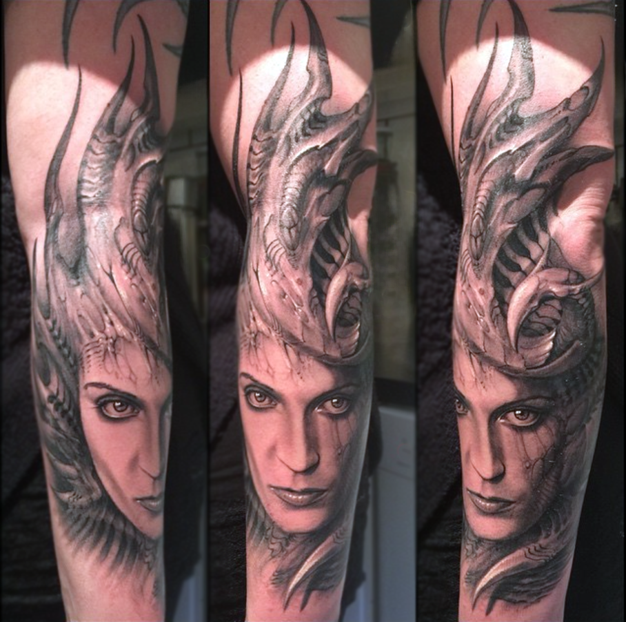 Biomechanic Portrait Florence Welch Tattooed by Rico Schinkel