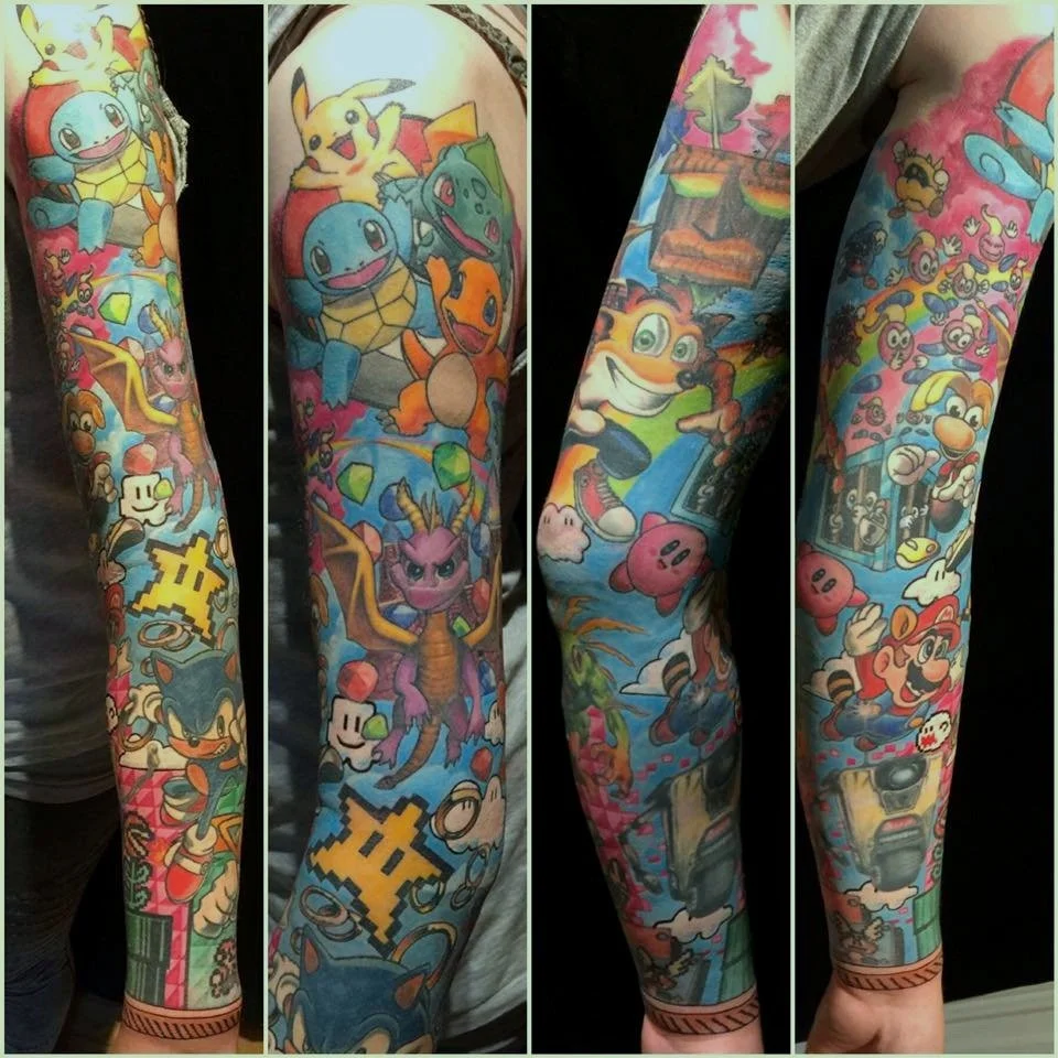 Color Game Character Sleeve Tattooed By Rico Schinkel