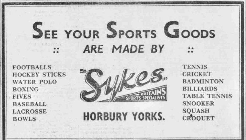 William Sykes Ltd. Sheffield Daily Telegraph, 25 November 1936. Image created by the British Library Board. No known copyright holder. 