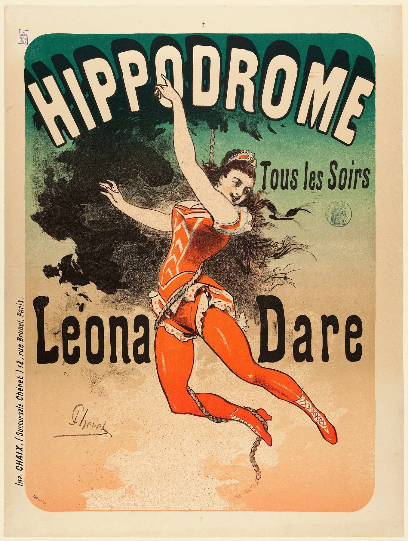 Miss Leona Dare, poster by Jules Chéret. Public domain. Digital Collection of the French National Library. https://gallica.bnf.fr/accueil/fr/html/accueil-fr