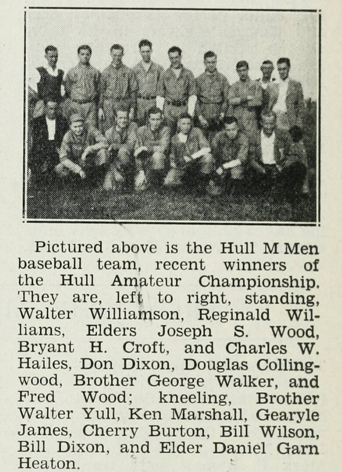 The Hull M Men.  Image from Millennial Star newsletter, 2 December 1937. Accessed from archive.org. Public domain.