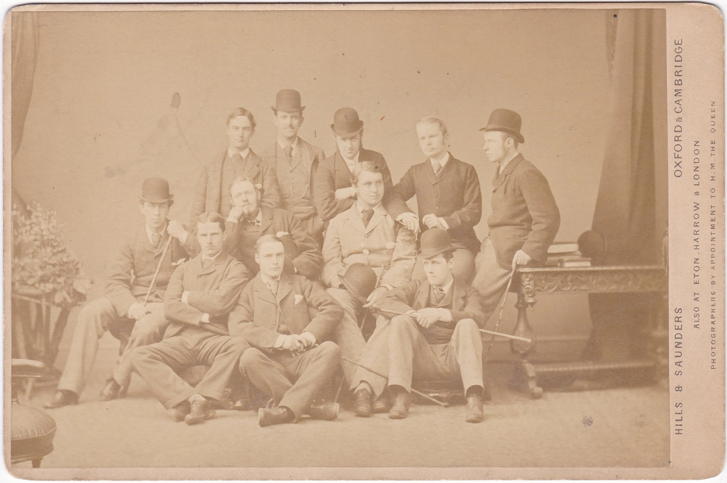 A studio portrait of an Oxbridge Eleven. Cabinet card by Hills and Saunders of Oxford and Cambridge. Author's own collection.