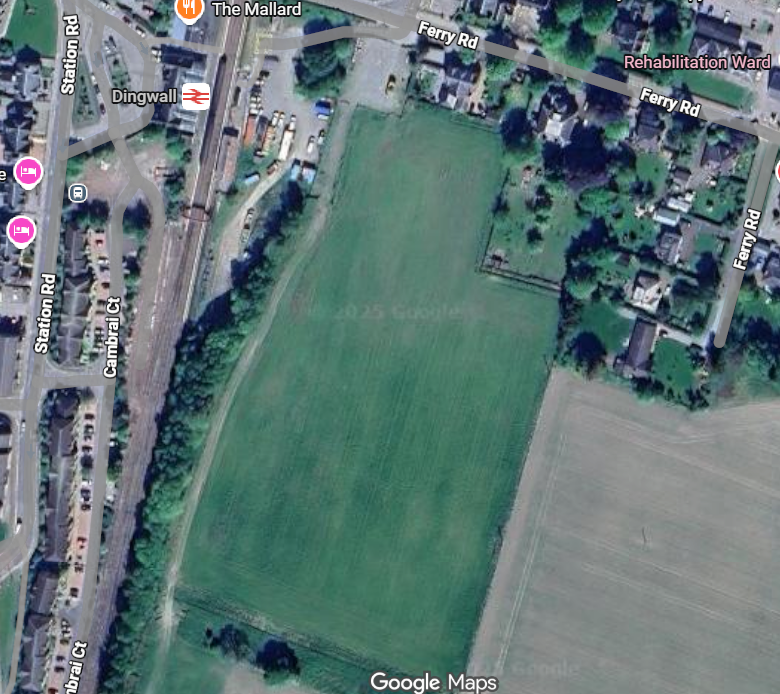 Site 4: A field close by the Railway Station. Google Maps.