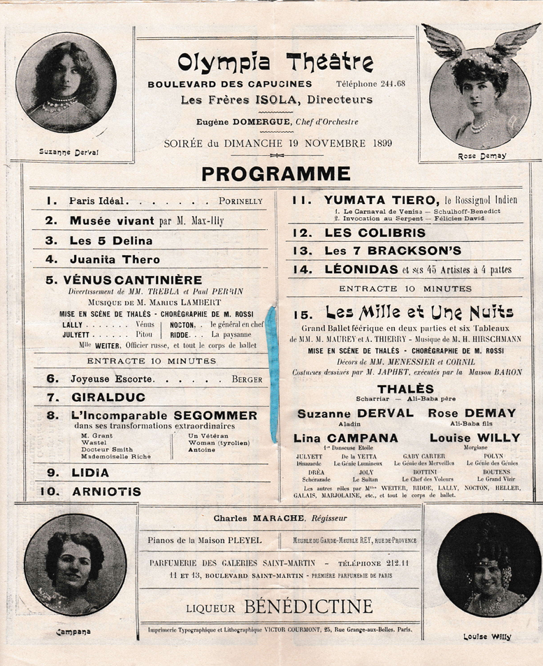Yumata Tiero at the Olympia, November 1899. Programme, author's own collection.