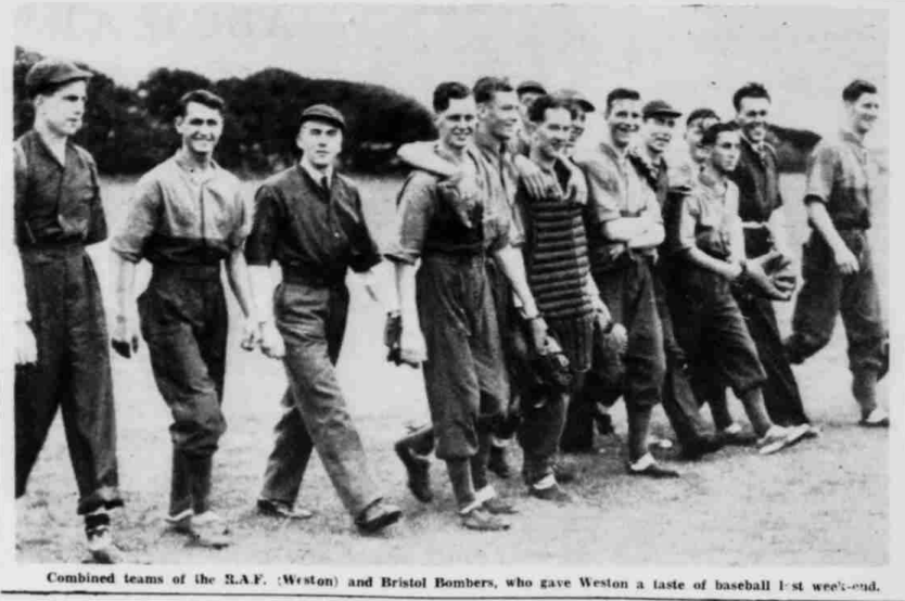 The Bristol Bombers and RAF (Weston-Super-Mare) baseball teams. Weston-Super-Mare Gazette, 9 September 1939. Image created by the British Library Board. No known copyright holder.