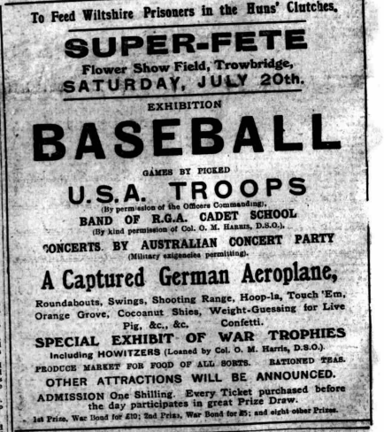 Baseball, Trowbridge, Wiltshire Times, 6 July 1918.  Image created by the British Library Board. No known copyright holder.