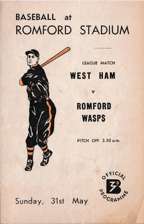 Romford Wasps Baseball Programme, 1936. Author's own collection.