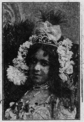 Mayme Calloway as Manitza Losoros, circa 1904, St Louis Palladium, 9 July 1904. Image created by the Library of Congress. Public domain.
