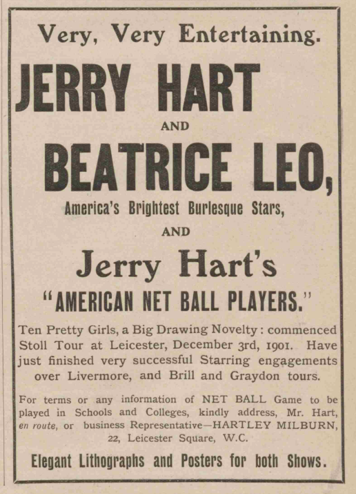 Jerry Hart's "American Net Ball Players", Music Hall and Theatre Review, 20 December 1901. Image created by the British Library Board. No known copyright holder.