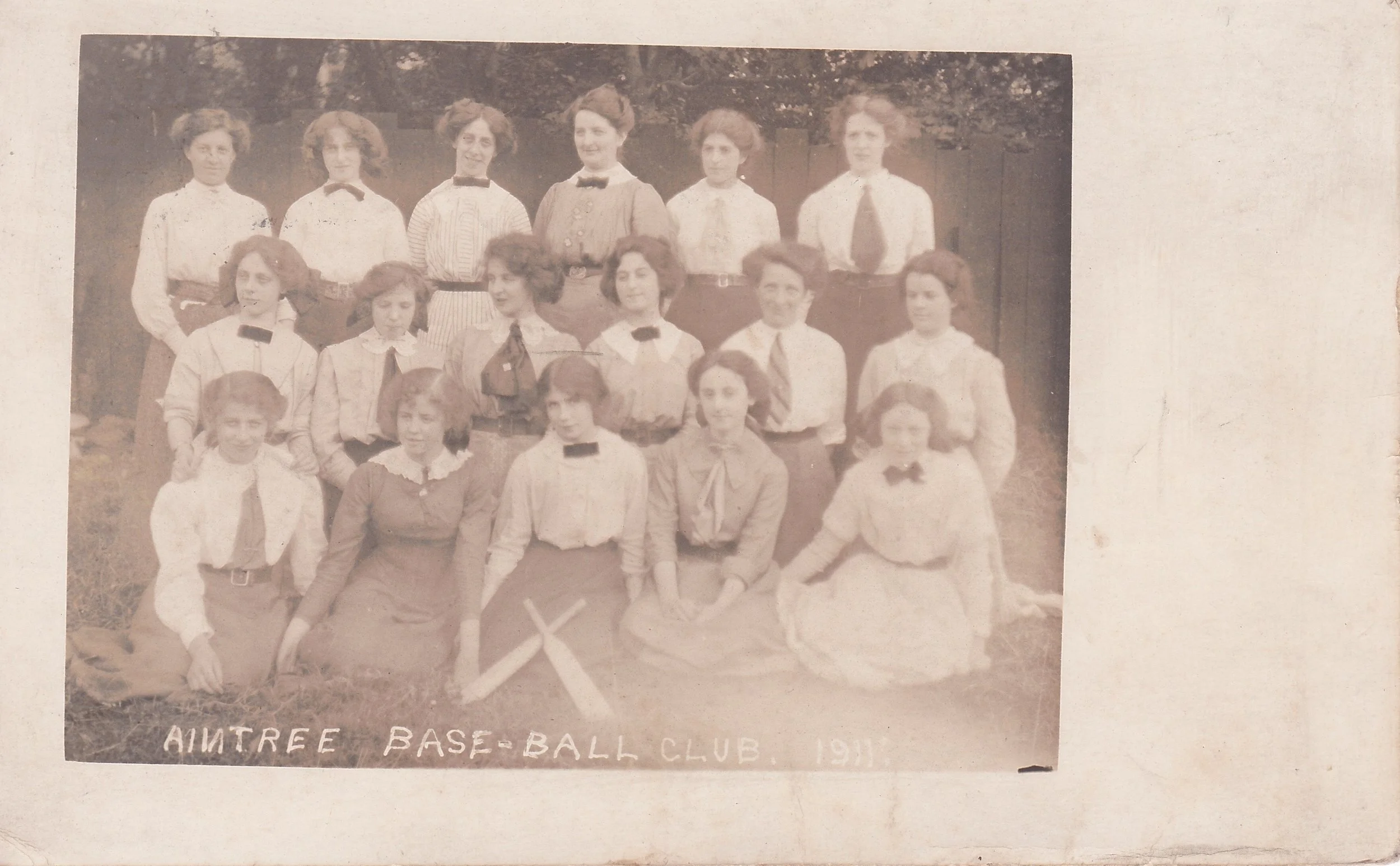 Aintree Base-Ball Club, Liverpool, 1911. Postcard, author's own collection.