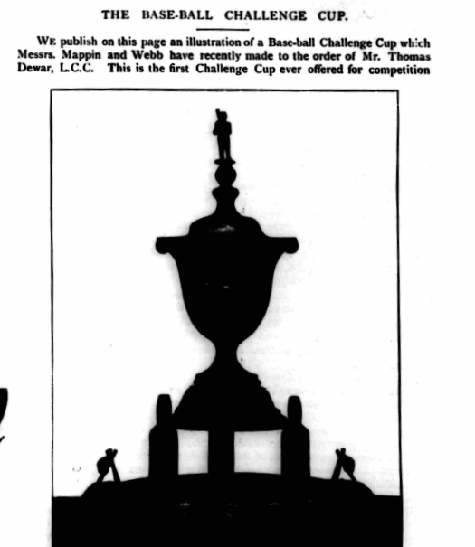 Dewar Cup AKA Dewar Fielding Trophy, in silhouette. Black & White, 30 June 1894. Image created by British Library Board. Public domain.