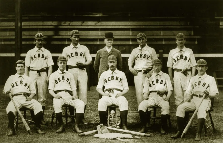 The 1890 Derby Baseball Team with Francis Ley, back row, centre. Copyright unknown.
