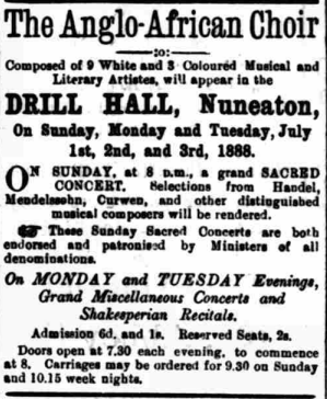 The Anglo-African Choir. Nuneaton Observer, 29 June 1888. Image created by the British Library Board. No known copyright holder.