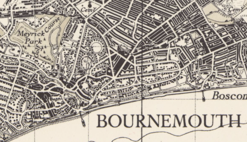 Meyrick Park, Bournemouth. Ordnance Survey, 1930. Courtesy of the National Library of Scotland: https://maps.nls.uk/os/