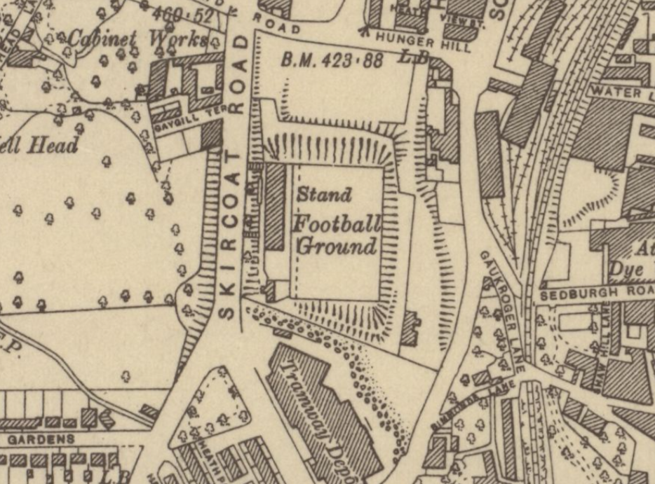 Shay Stadium, Halifax. Ordnance Survey Map, 1934, accessed via National Library of Scotland: https://maps.nls.uk/os/.